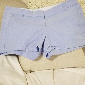 J.Crew cotton short shorts in chambray blue.